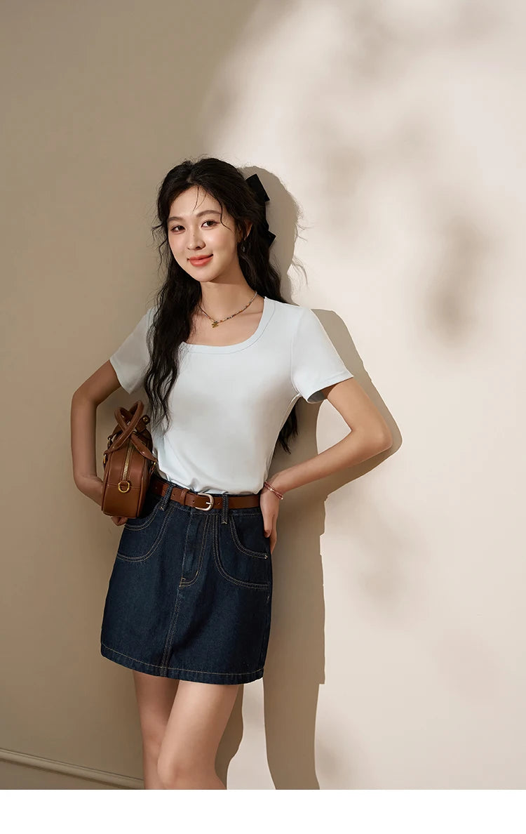 Mishow Square Neck Solid Tee MXC12T0641