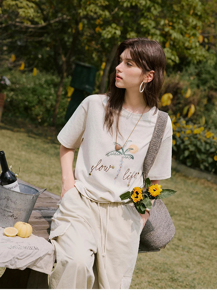 Mishow Coconut Tree Print Straight Tee MXE31T0520