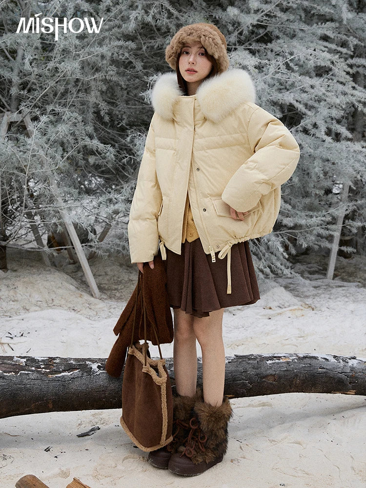 Mishow Short Detachable Fur Collar Down Jacket MXE87Y0084