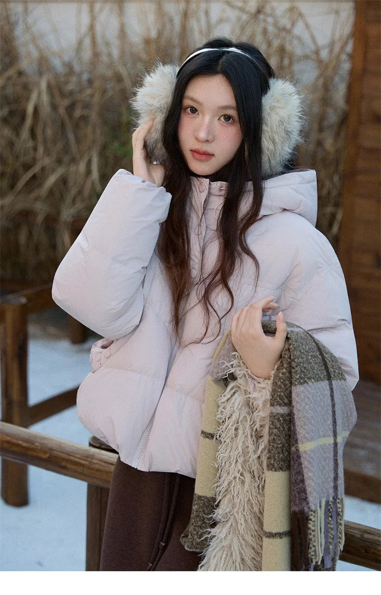 Mishow Hooded 90% White Duck Down Short Coat MXE51Y0080