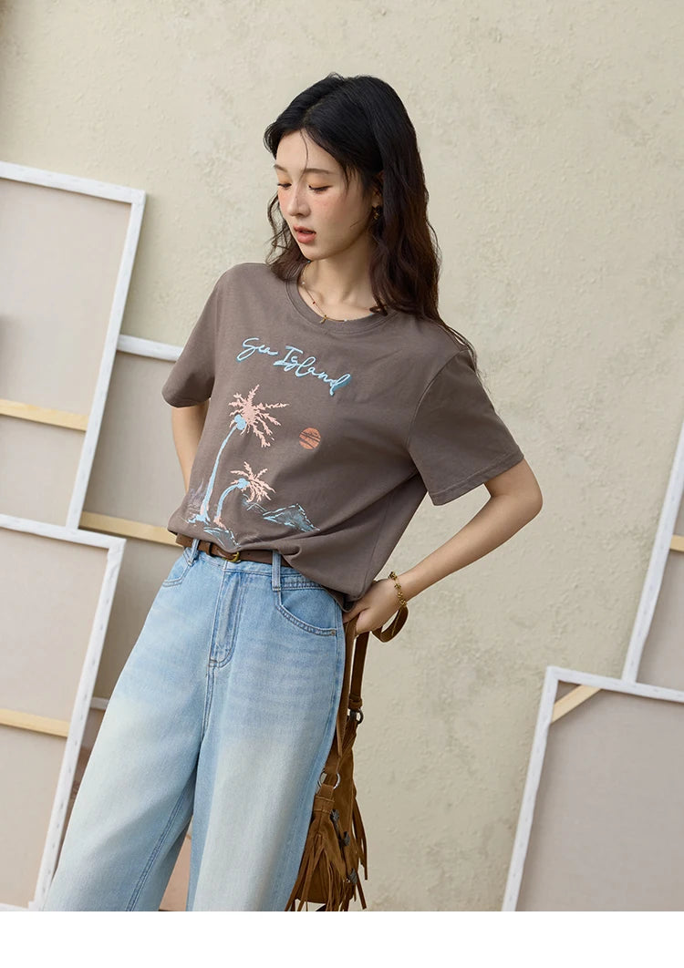 Mishow Cartoon Print Tassel Detail Tee MXE31T0533