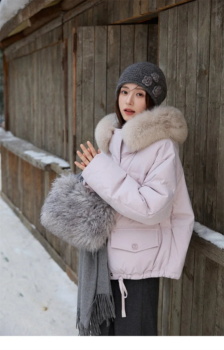 Mishow Short Detachable Fur Collar Down Jacket MXE87Y0084