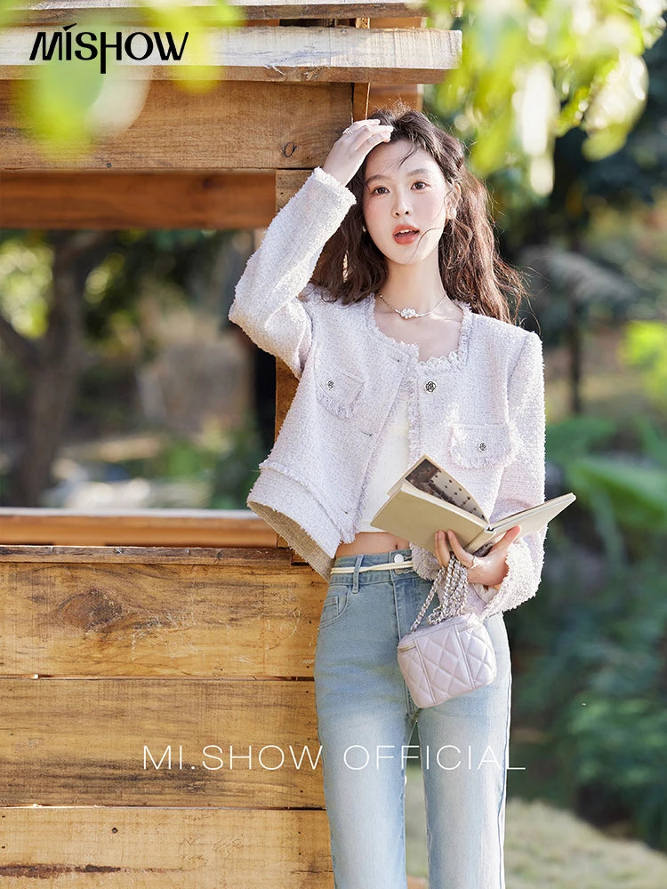 MISHOW Tassel Fragrant Coat Rose Buckle Weave Square Collar MXE13W0733