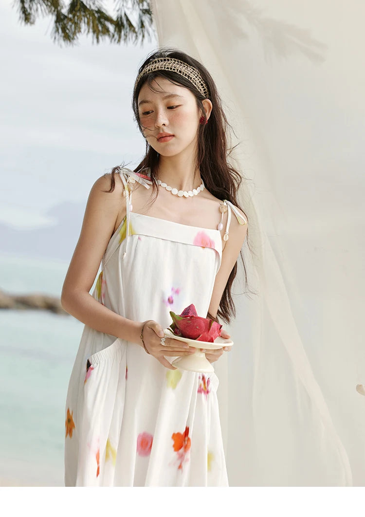 Mishow Korean Floral Shell Decoration Camisole Dress MXE32L2213