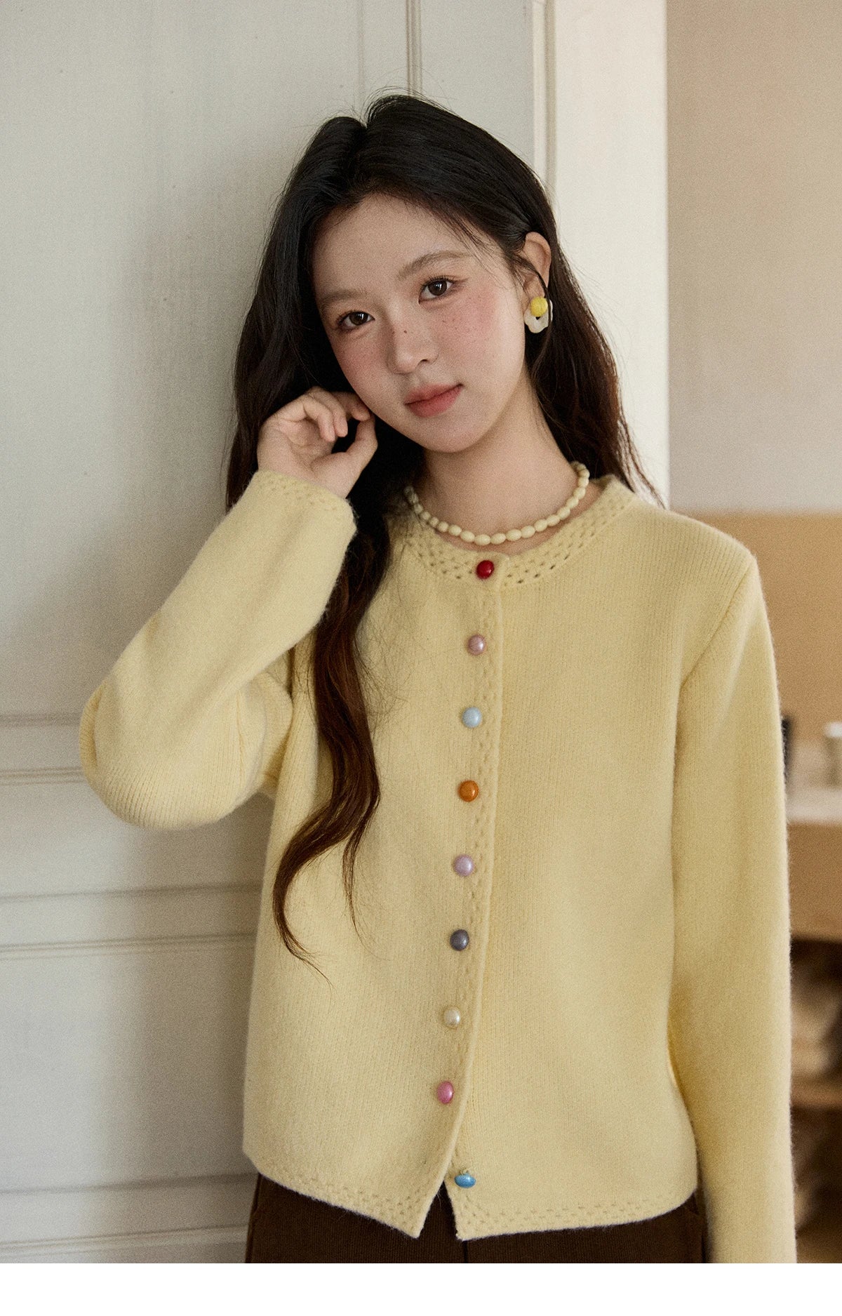 Mishow Rainbow Button Hollow Out Cardigan MXE90Z2796