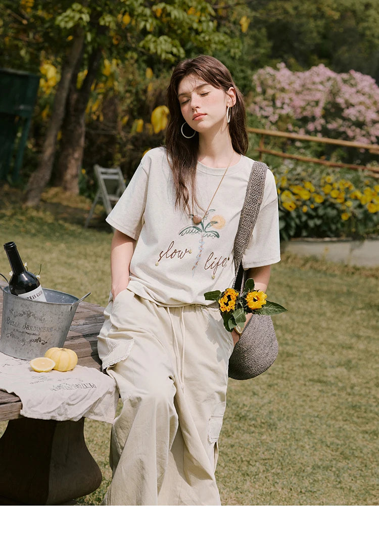 Mishow Coconut Tree Print Straight Tee MXE31T0520