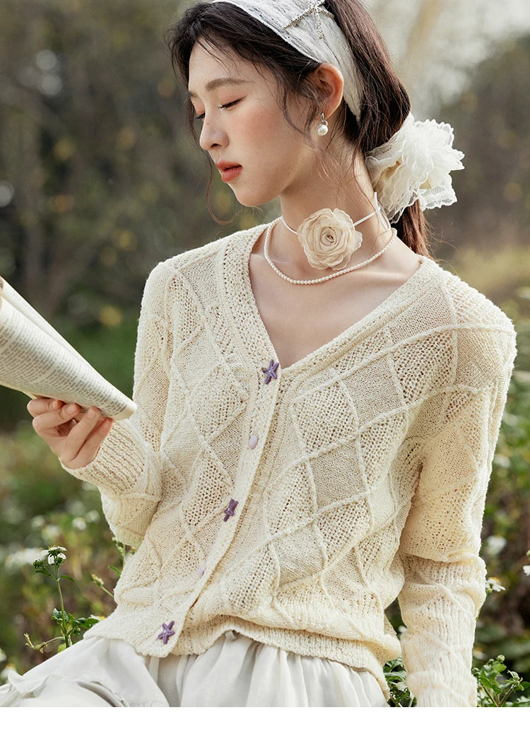 Mishow Square Pattern Starfish Buckle Lazy Cardigan MXE16Z1213