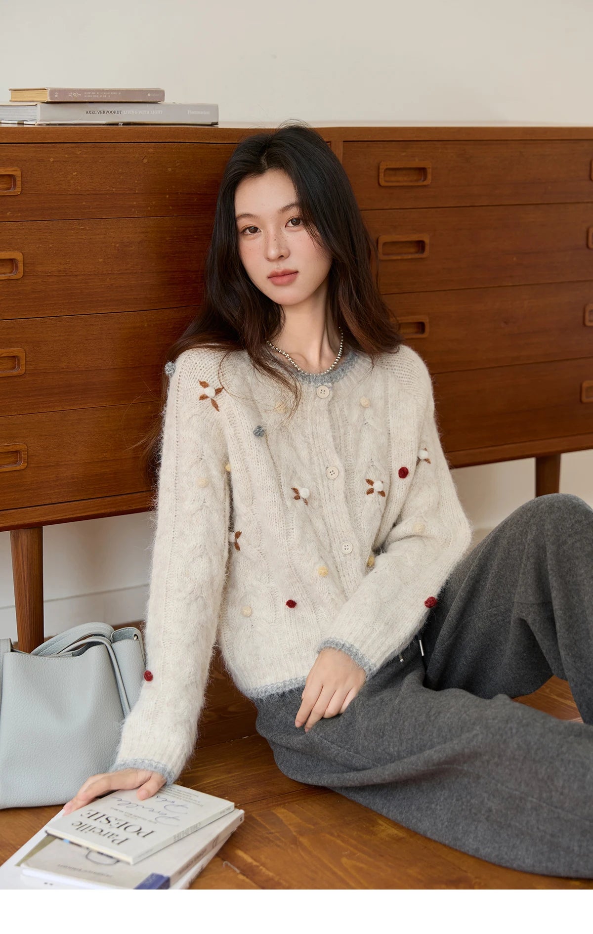 Mishow Hand-Crocheted Wool Blend Cardigan MXE48Z2575