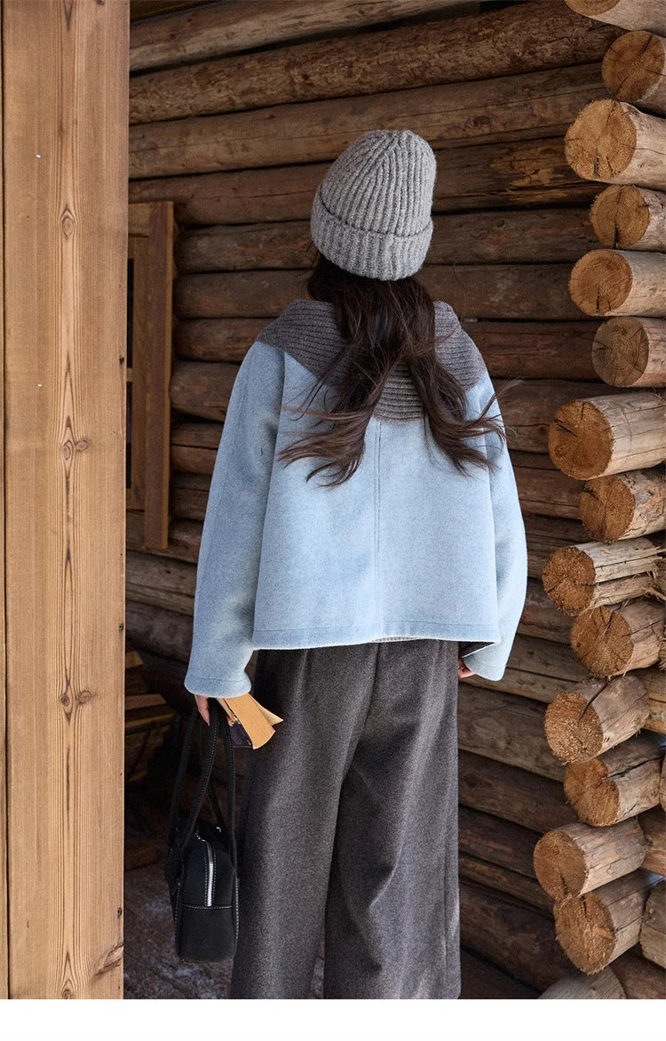 Mishow Blue Wool Coat with Shawl MXE87W0943