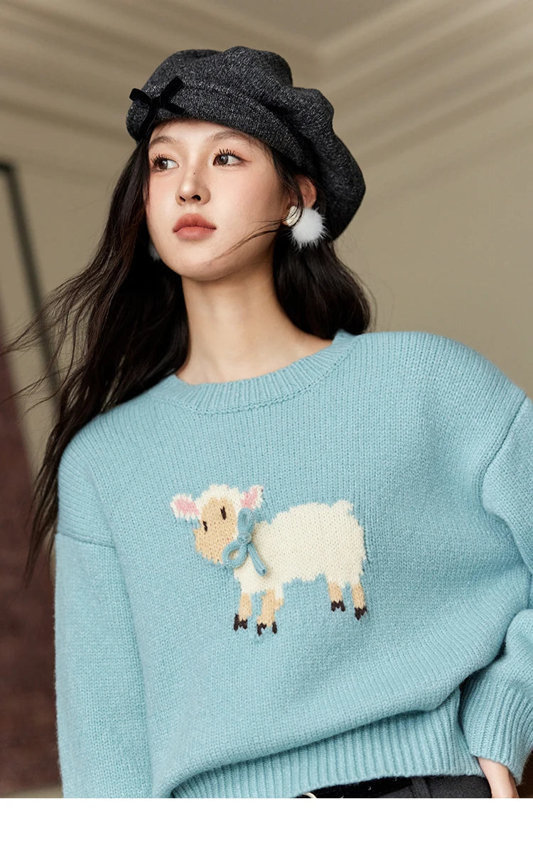 Mishow Soft Lamb Color Clash Spliced Pullover MXD59Z1140