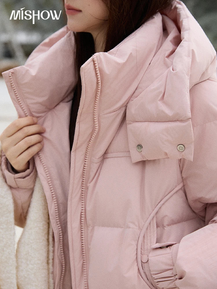 Mishow 90% White Duck Down Hooded Puffer Jacket MXE51Y0078