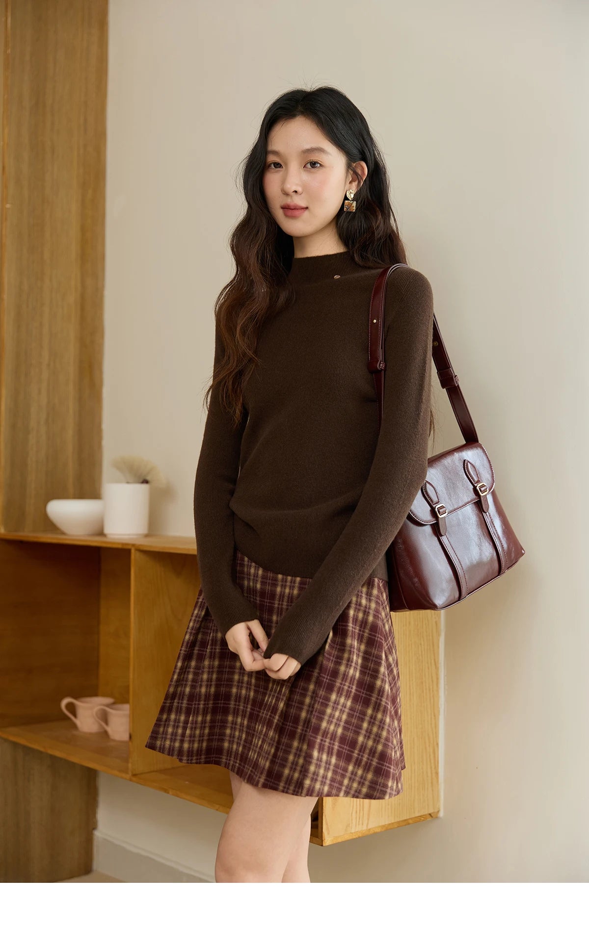 Mishow Minimalist Mock Neck Slim Pullover MXE48Z2583