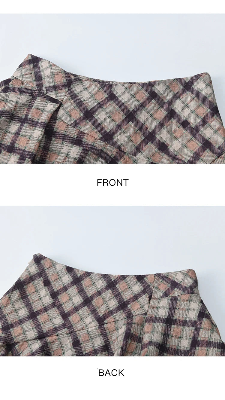 Mishow Purple Plaid Irregular Ruffle Hem Skirt MXE42B2395