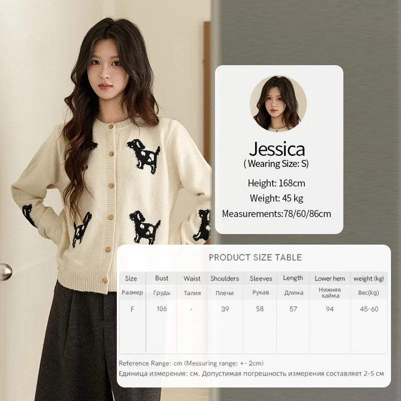 Mishow Puppy Jacquard Crew Neck Cardigan MXE93Z2950