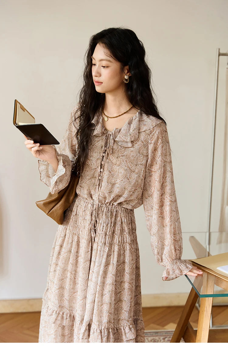 Mishow Cashew Flower Print Ruffled Tie Waist Dress MXE46L2520