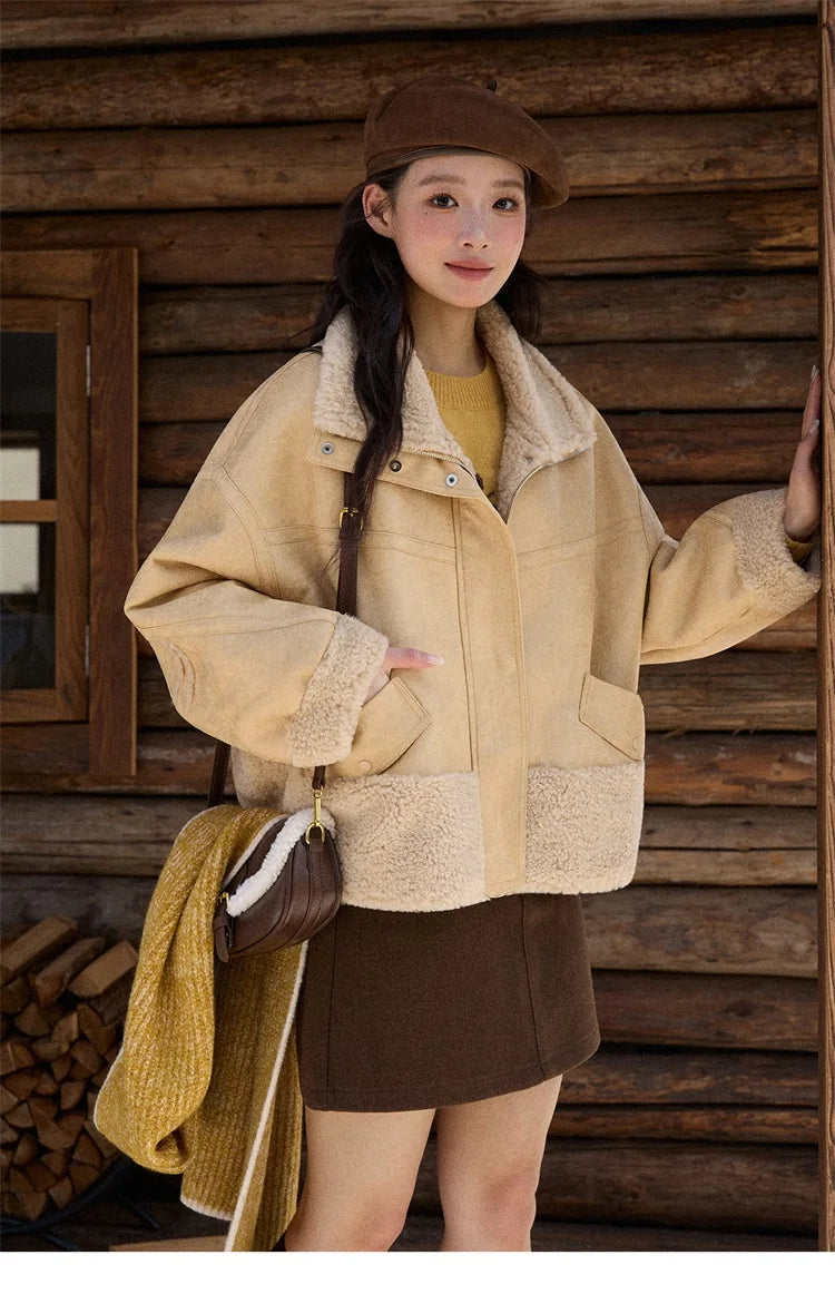 MISHOW Yellow Stand Collar Jacket Zipper Loose Windproof MXE90W0996