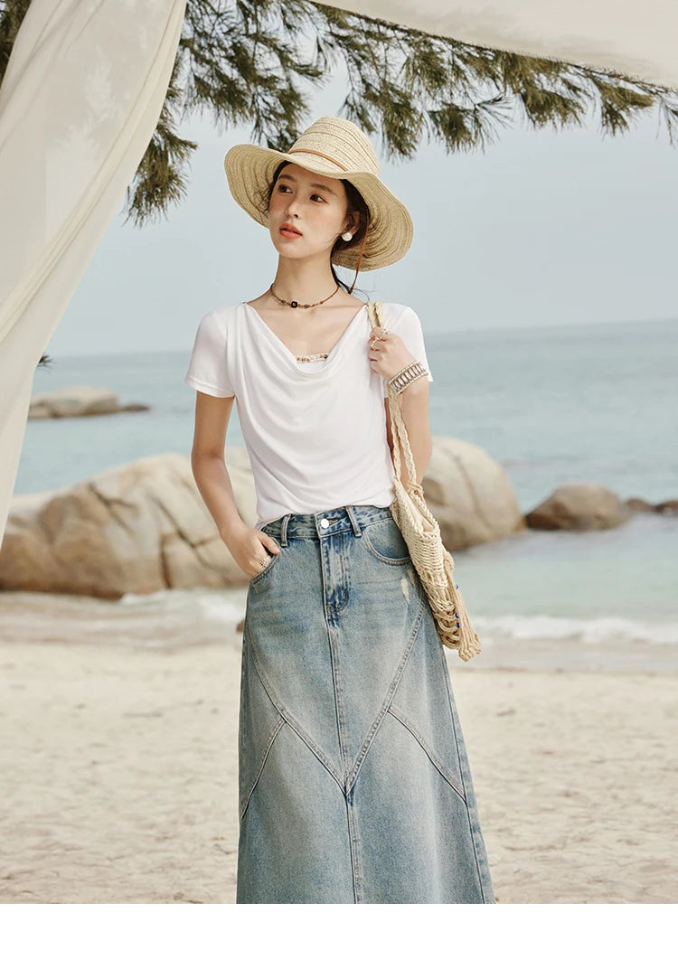 Mishow Swing Collar Shell Ribbon Tee MXE33T0524