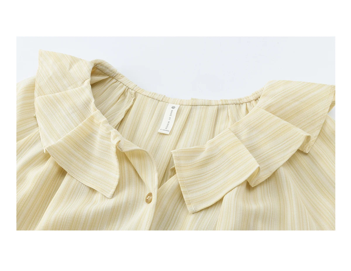 MISHOW Ruffled Collar Striped Shirt Flare Sleeve MXF13C2438