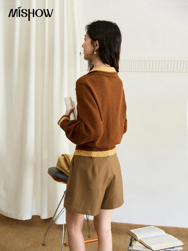 Mishow Double-Layer Turn-Down Collar Loose Sweater MXE45Z2502