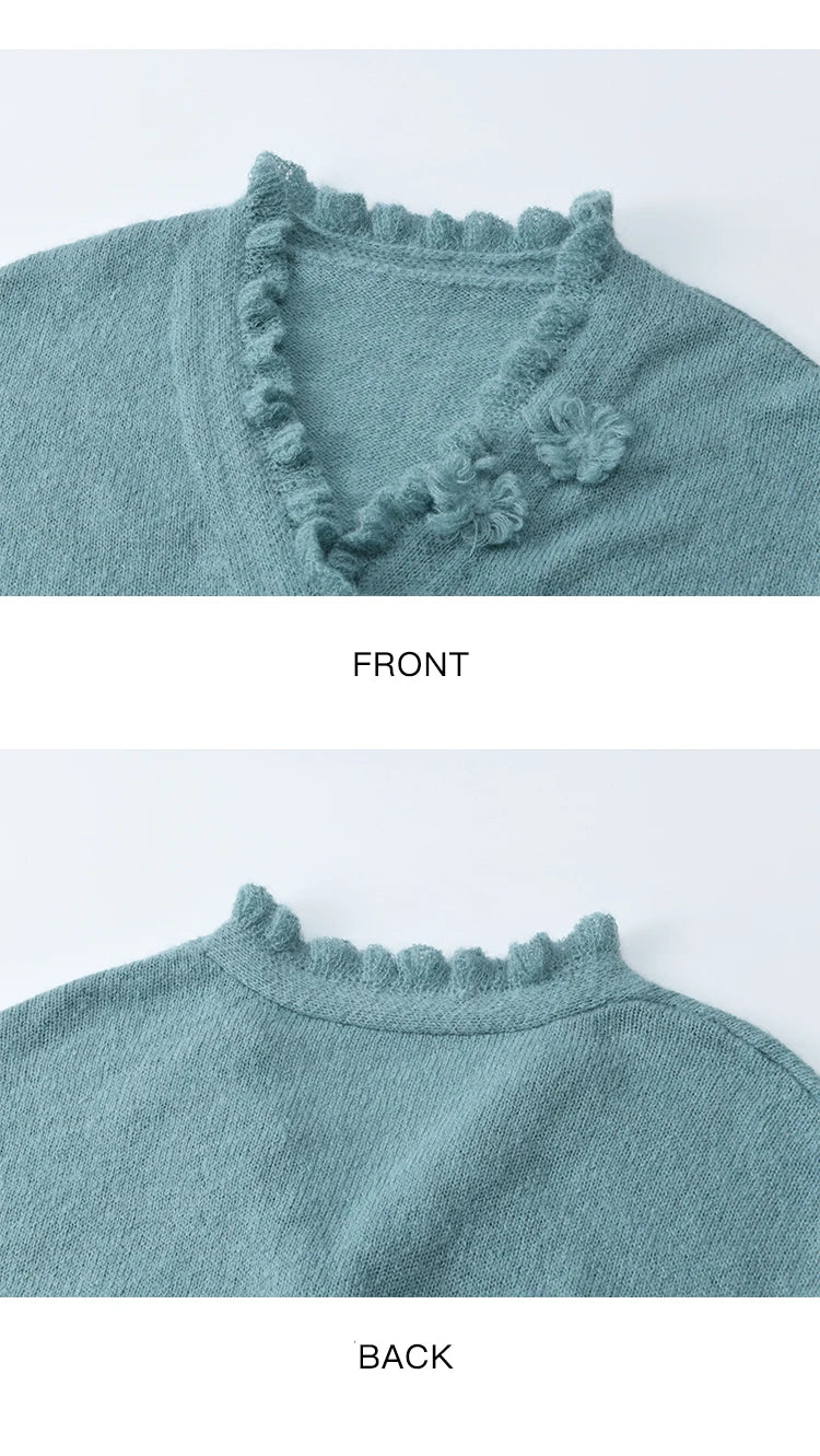 Mishow Blue Lotus Leaf Edge Cardigan & Camisole Set MXE45T1377