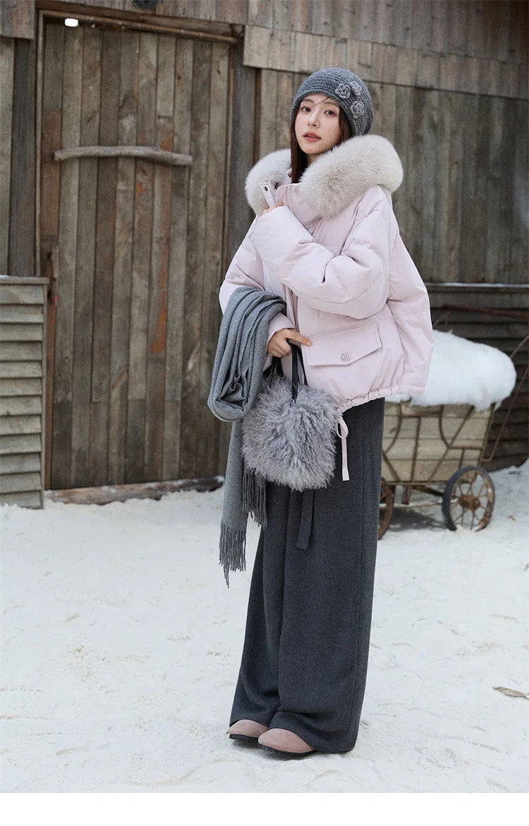 Mishow Short Detachable Fur Collar Down Jacket MXE87Y0084