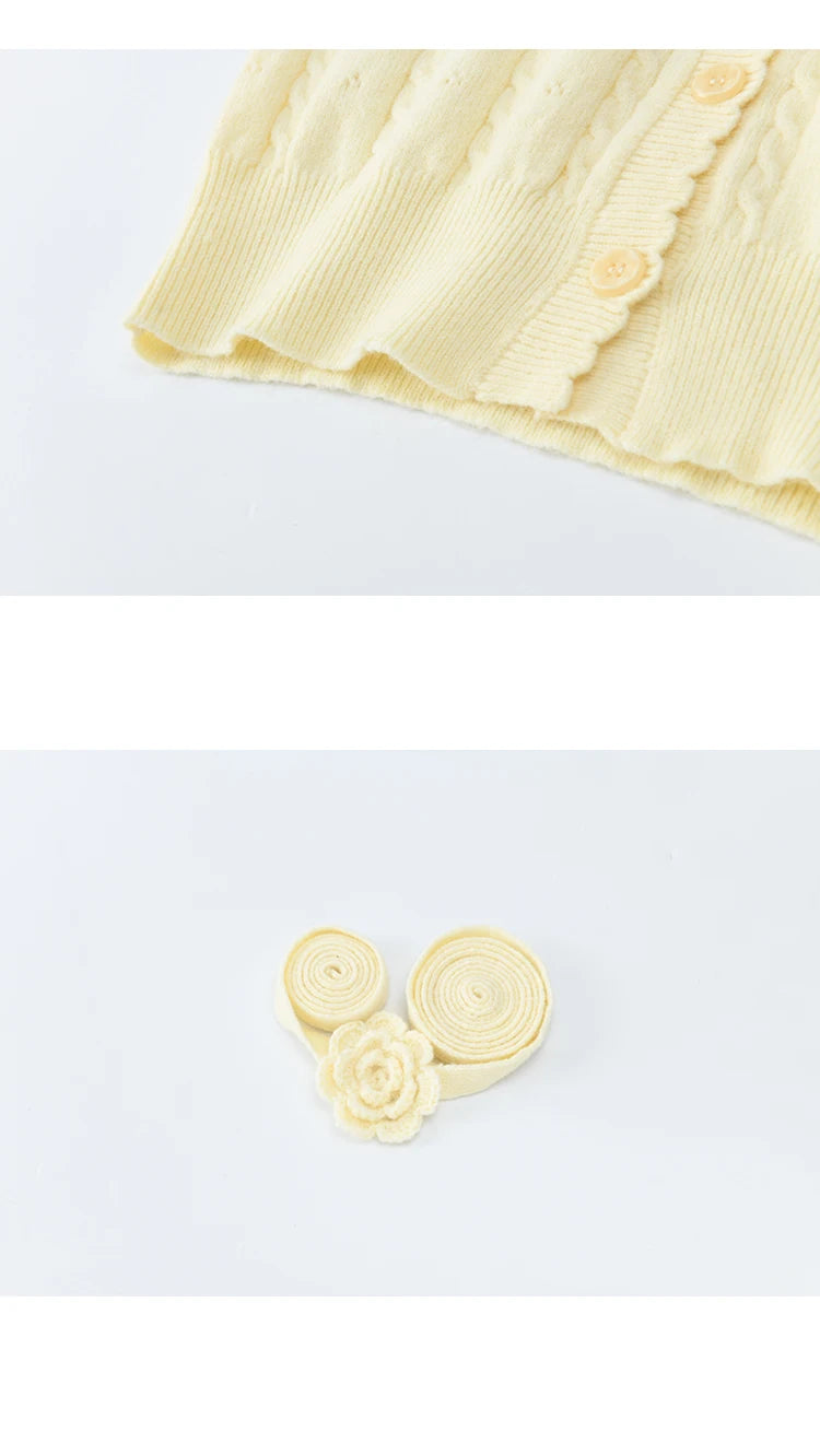 Mishow Beige Cable Knit Square Neck Cardigan MXF11Z2903