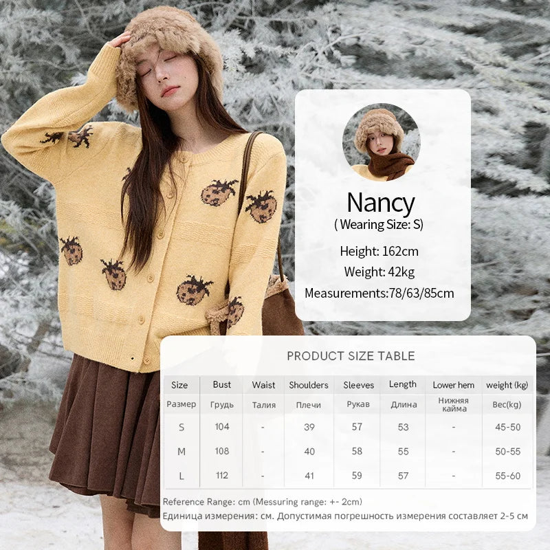 Mishow Funny Pineapple Jacquard Round Neck Cardigan MXE87Z2752