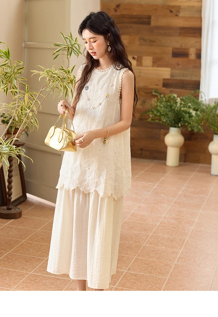 Mishow French Embroidery Fake Two-Piece Vest Dress MXE34L2311