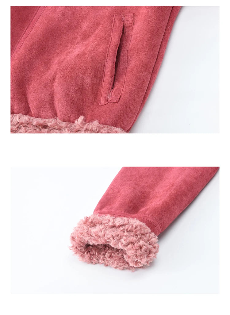Mishow Dragon Fruit Red Suede Patchwork Coat MXE87W0942