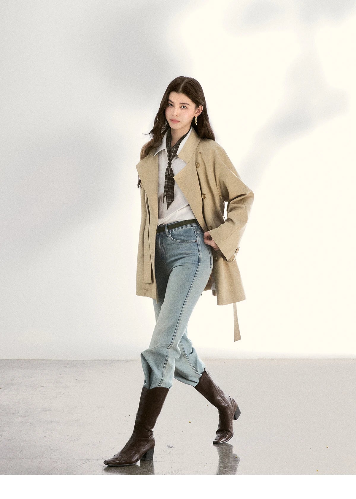 Mishow Double-Breasted Belted Mid-Length Trench MXF11W1031
