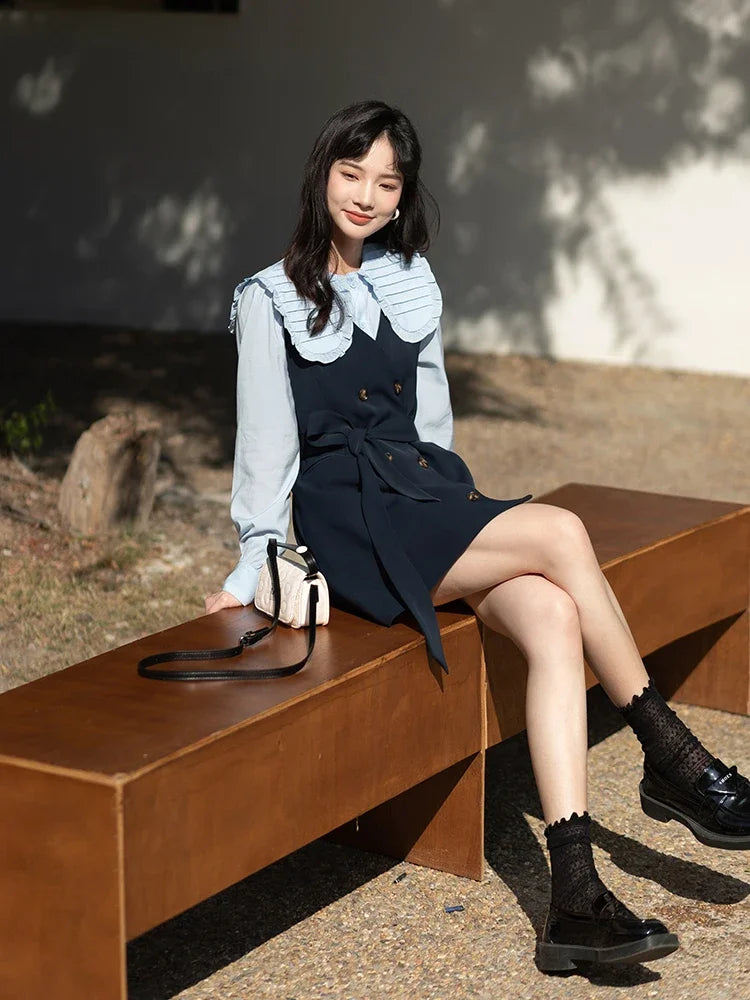 Mishow Korean Doll Collar Vest & Shirt Dress Set MXB12C0199