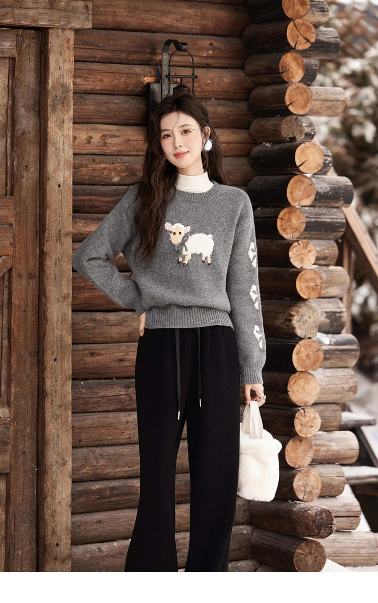 Mishow Soft Lamb Color Clash Spliced Pullover MXD59Z1140