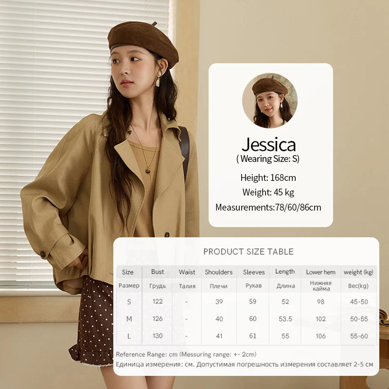 Mishow Khaki Handmade Pleated Short Trench MXE43W0804