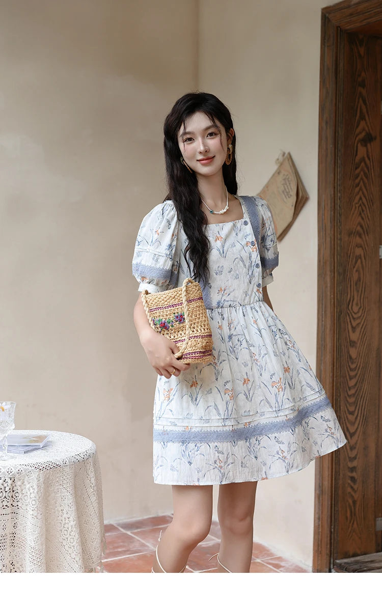 Mishow Ink Wash Print Square Neck Lace Doll Dress MXD29L1932