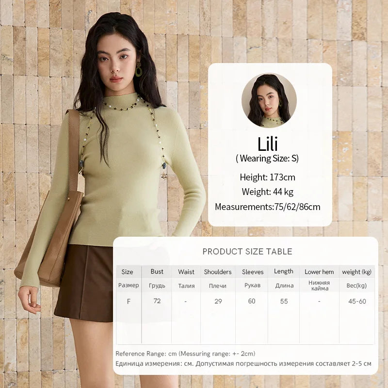 Mishow Minimalist Mock Neck Slim Pullover MXE48Z2583