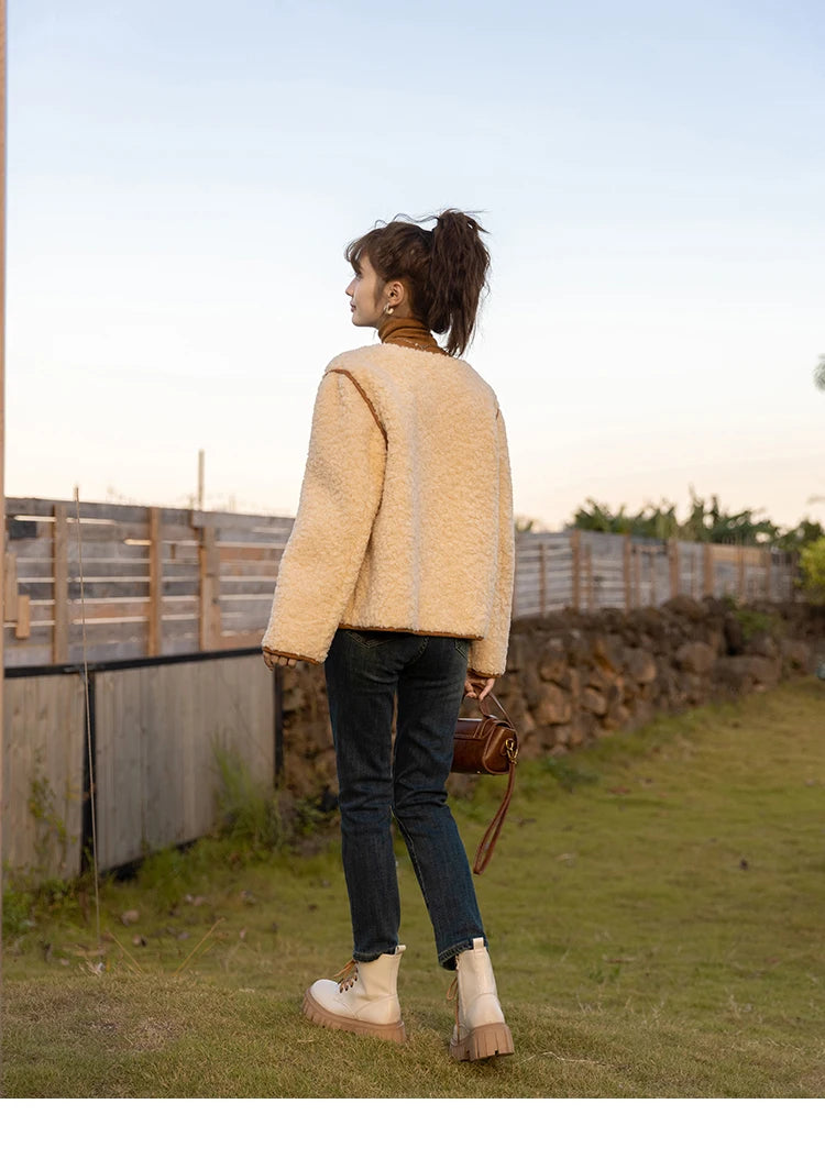 MISHOW Lamb Wool Coat Double Breasted French Lambswool MXB45W0850