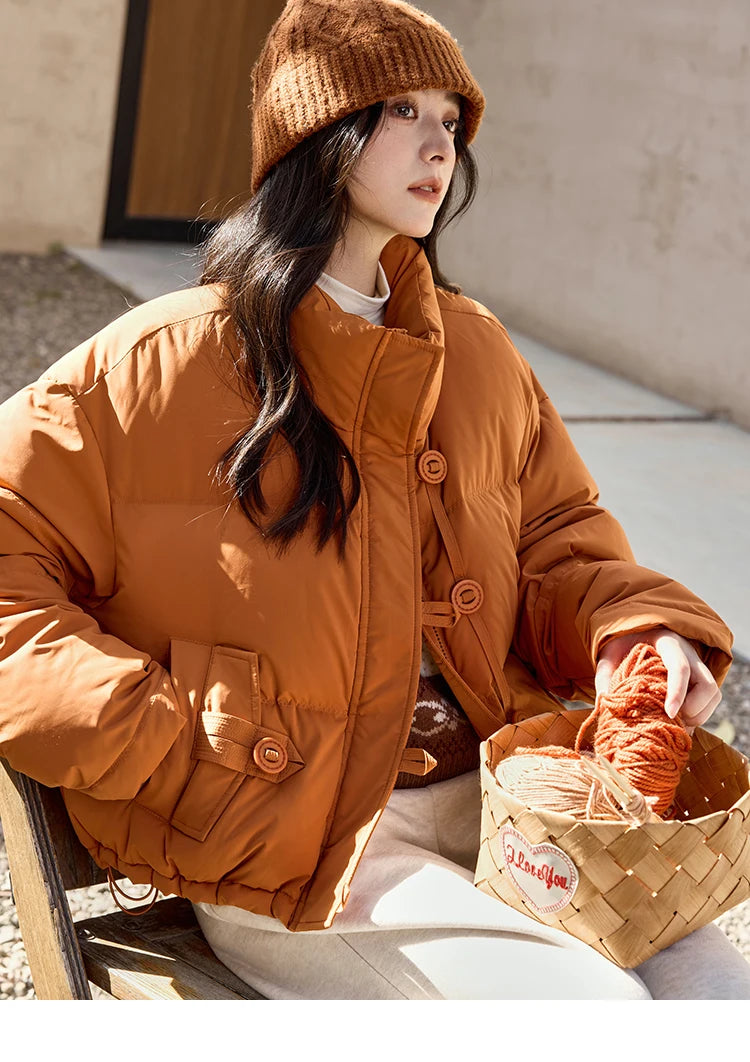 Mishow Minimalist Zipper Short Down Jacket MXD42Y0047