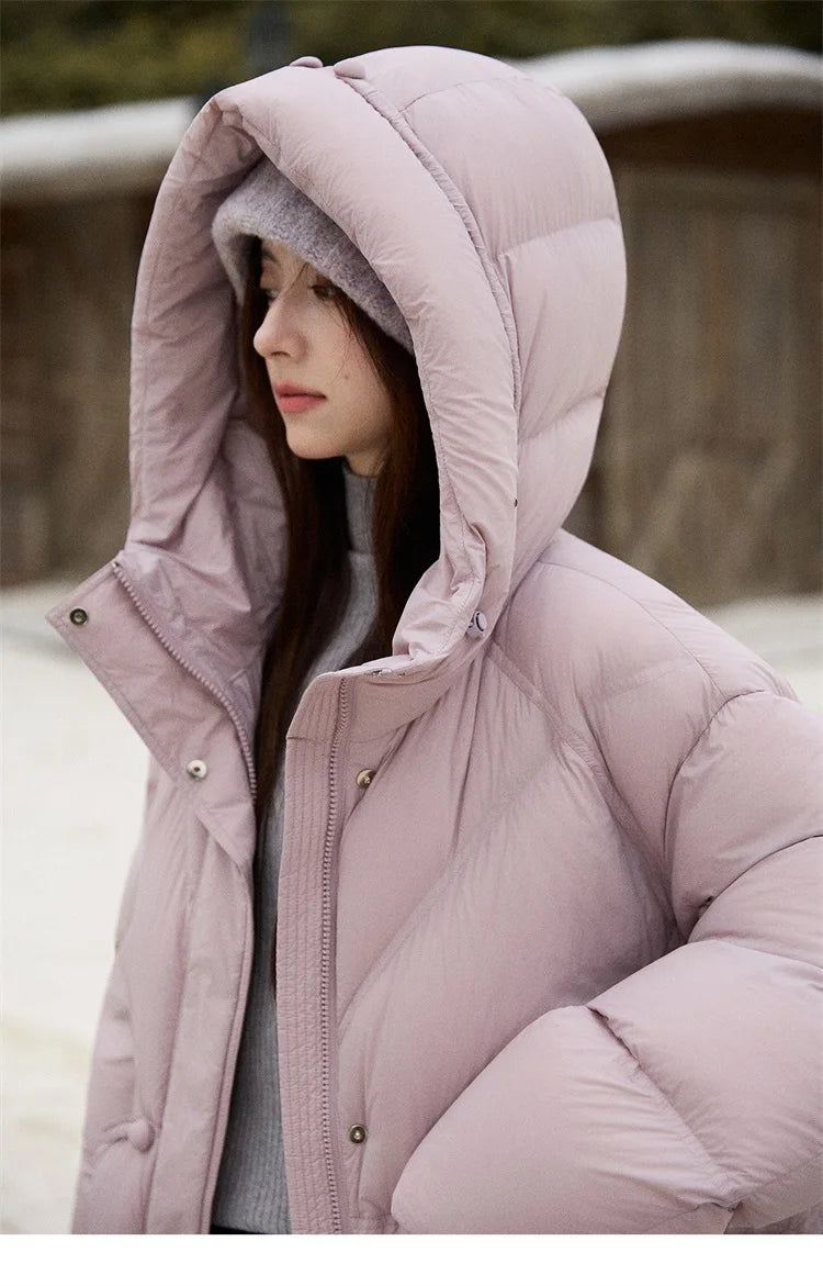 Mishow Blue 90% White Duck Down Hooded Puffer MXE51Y0081