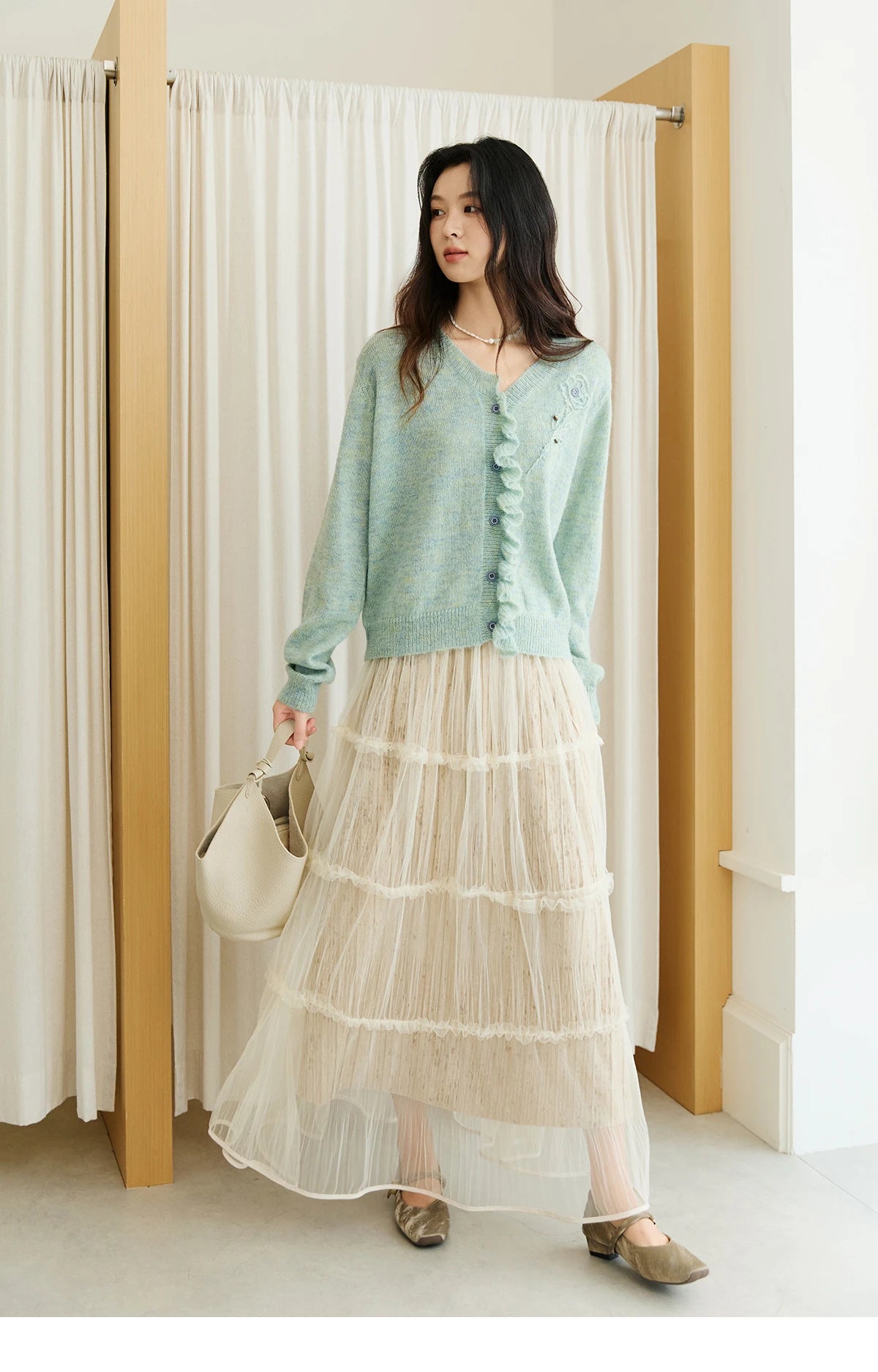 Mishow French Flower Embroidered V-Neck Cardigan MXE47Z2498