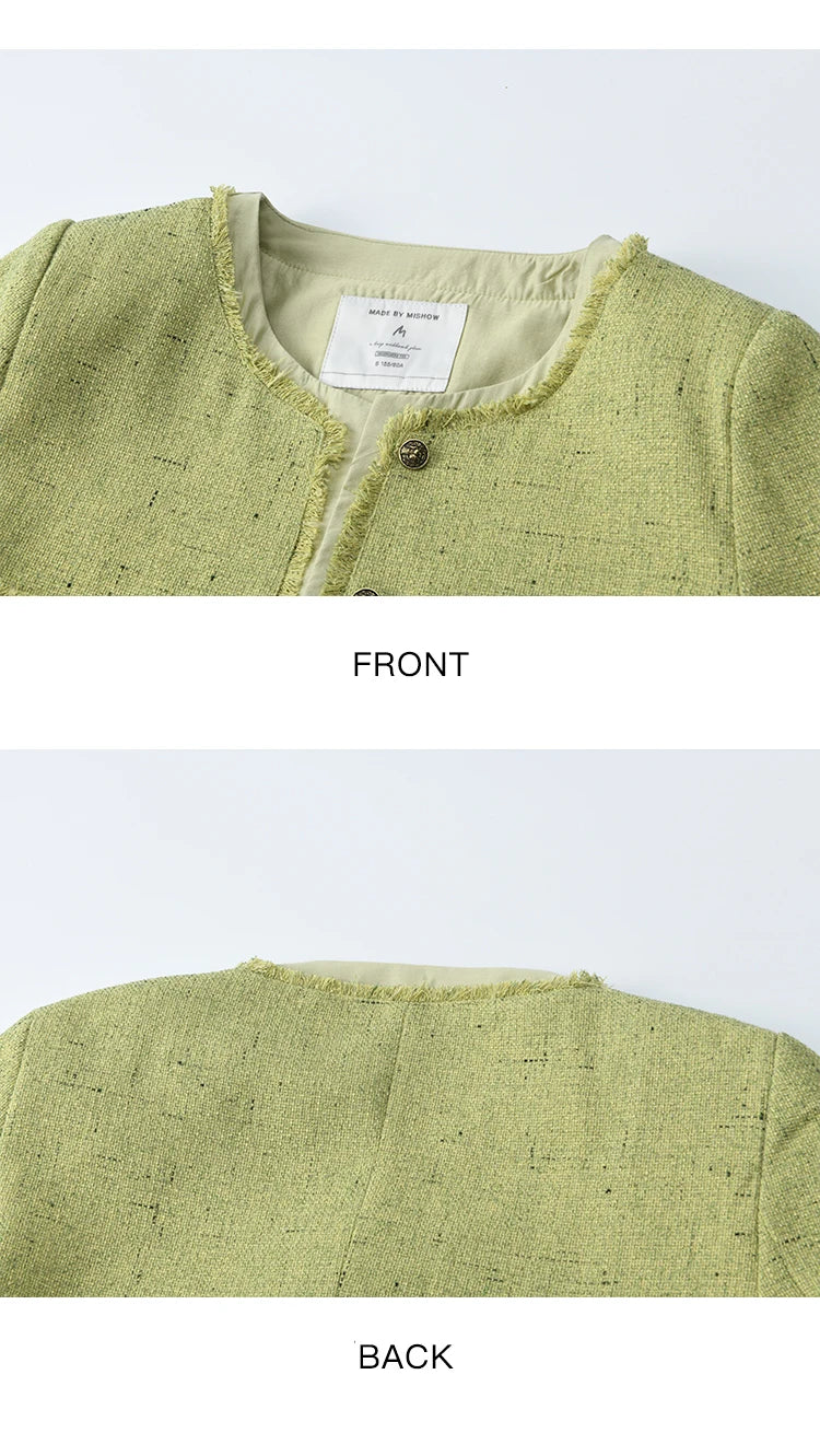 MISHOW Green Fragrant Short Coat Metal Buttons Symmetric Pocket MXE41W0796