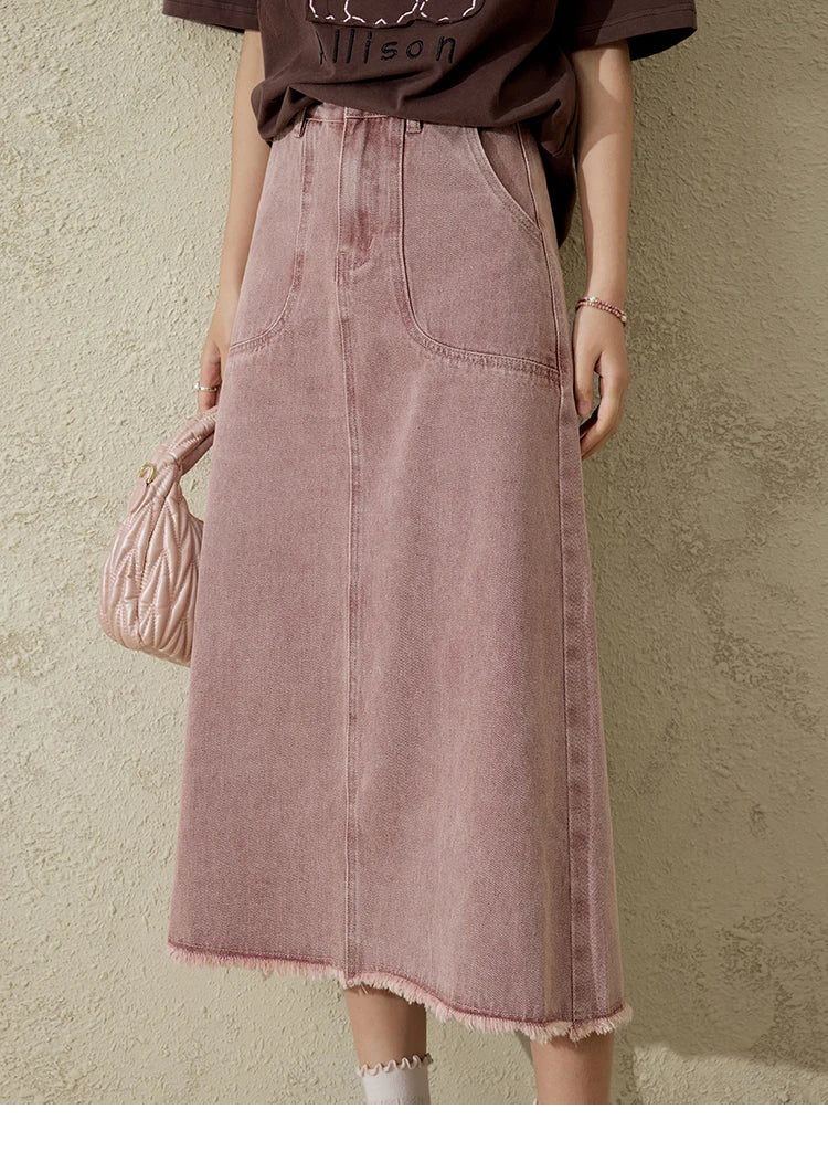 MISHOW High Waist Slim Denim Skirt Straight Pockets MXD44B0506