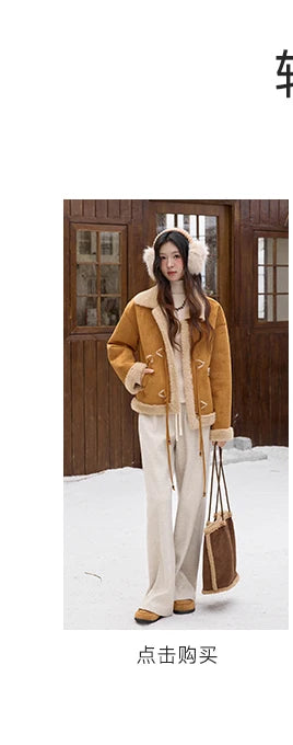 Mishow Suede Imitation Mink Fur Lace-Up Coat MXE90W0921