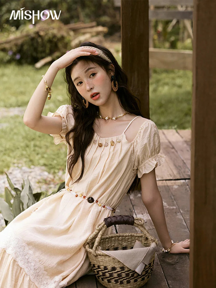 MISHOW French Halter Off-Shoulder Long Dress MXE31L2190