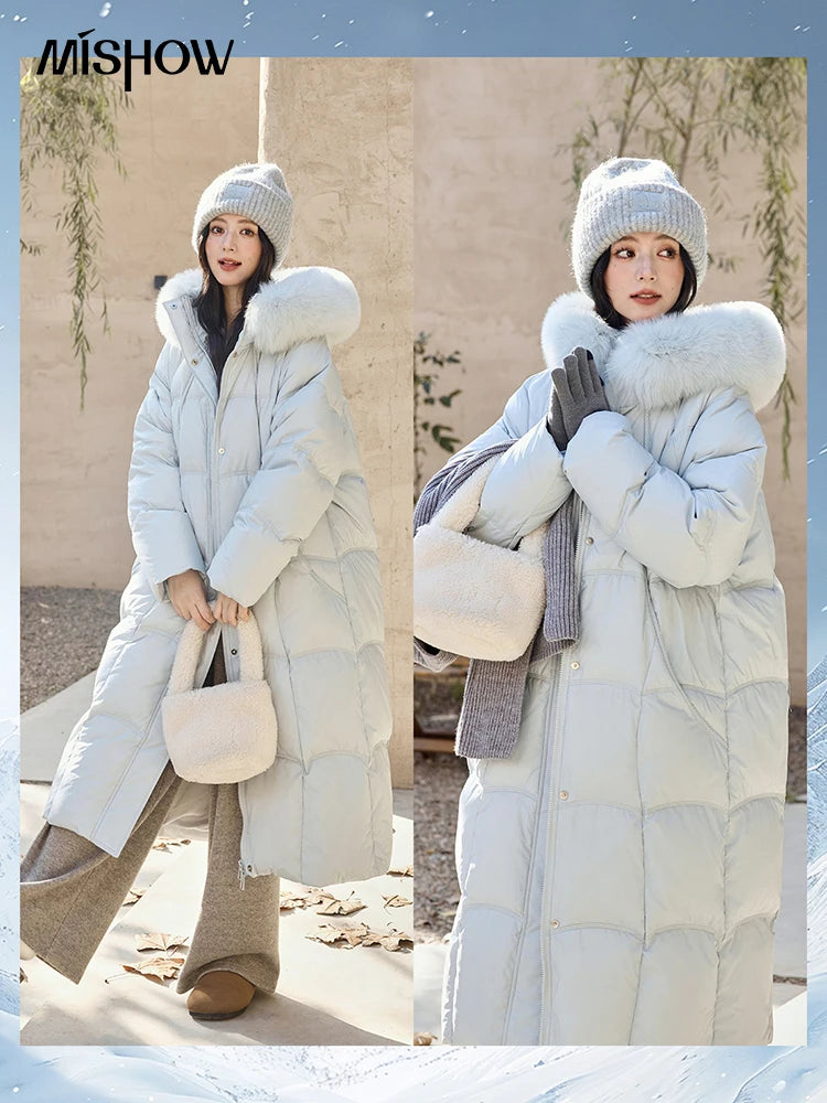 Mishow Fox Fur Collar Mid-Length Down Coat MXD54Y0050
