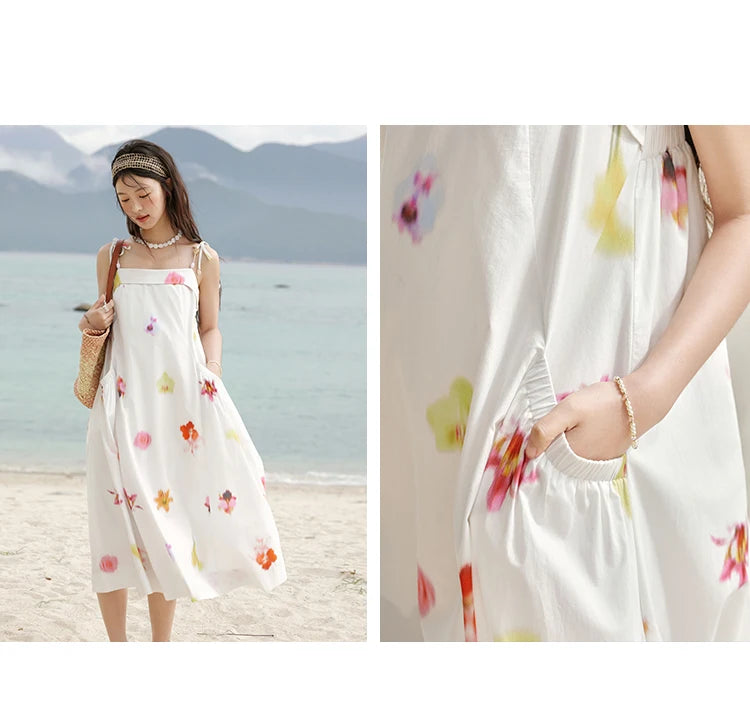 Mishow Korean Floral Shell Decoration Camisole Dress MXE32L2213
