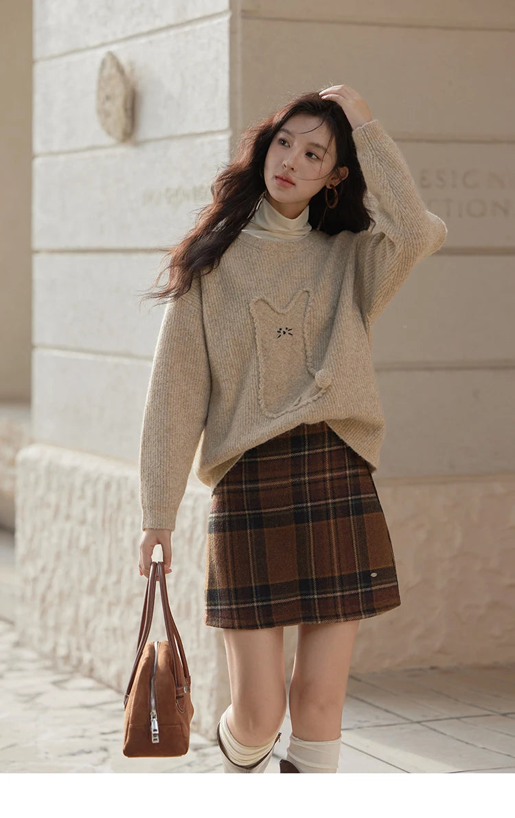 Mishow Sweet Embroidered Cartoon Dropped Sleeve Pullover MXD54Z0953