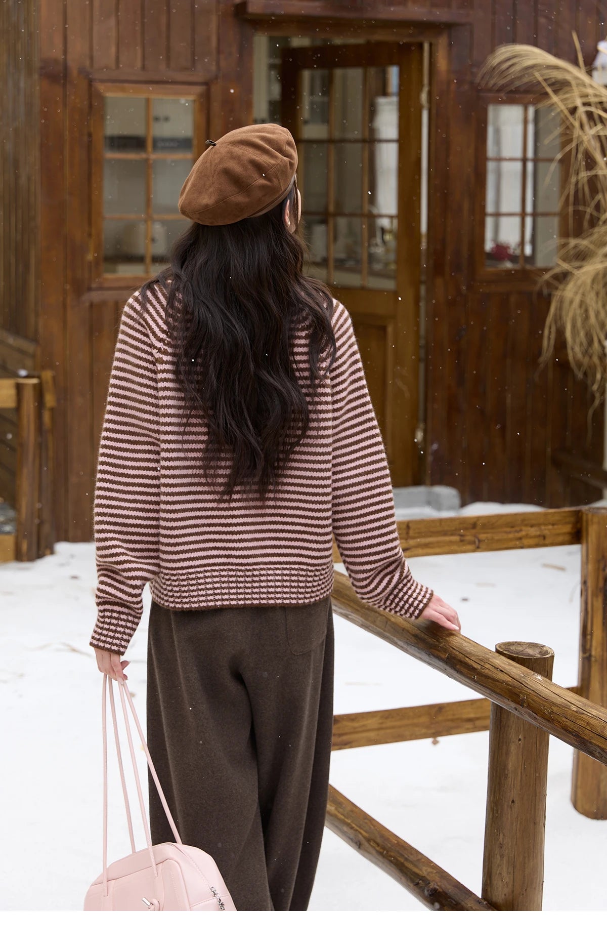 Mishow Striped Stand Collar Raglan Cardigan MXE88Z2690