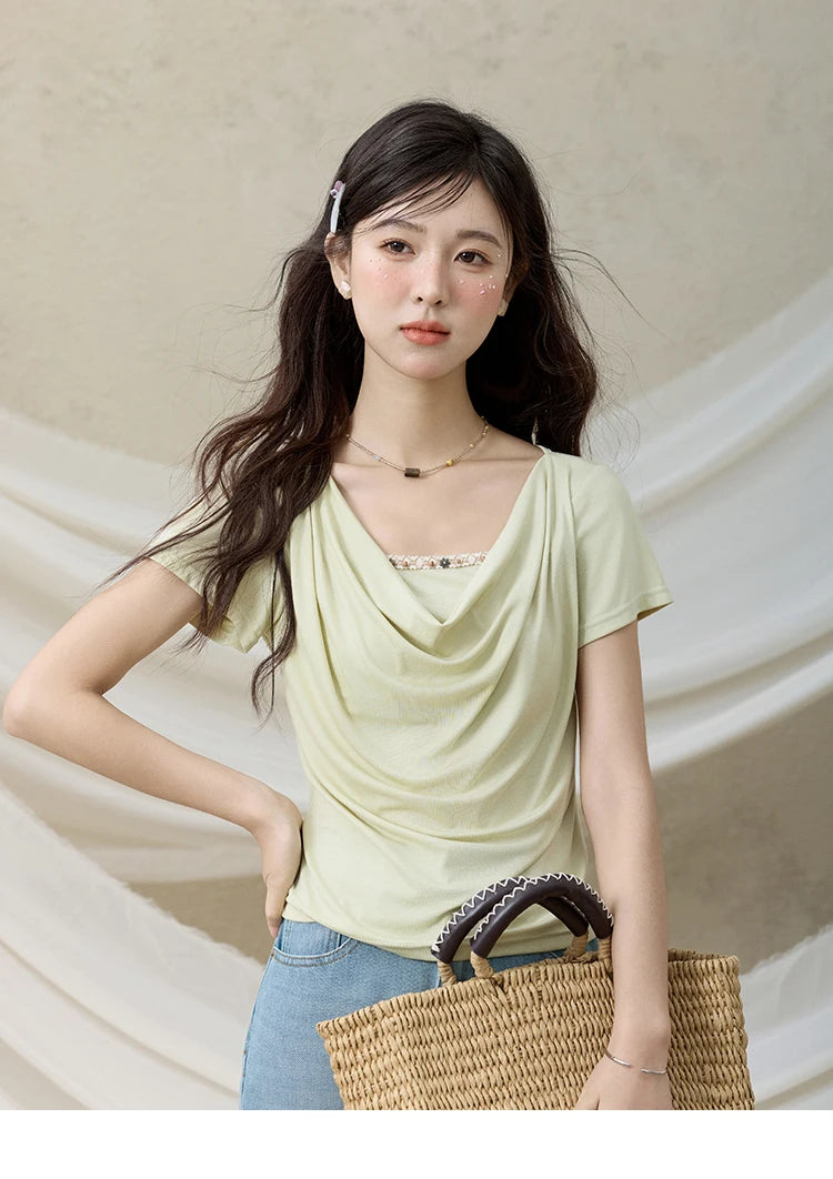 Mishow Swing Collar Shell Ribbon Tee MXE33T0524