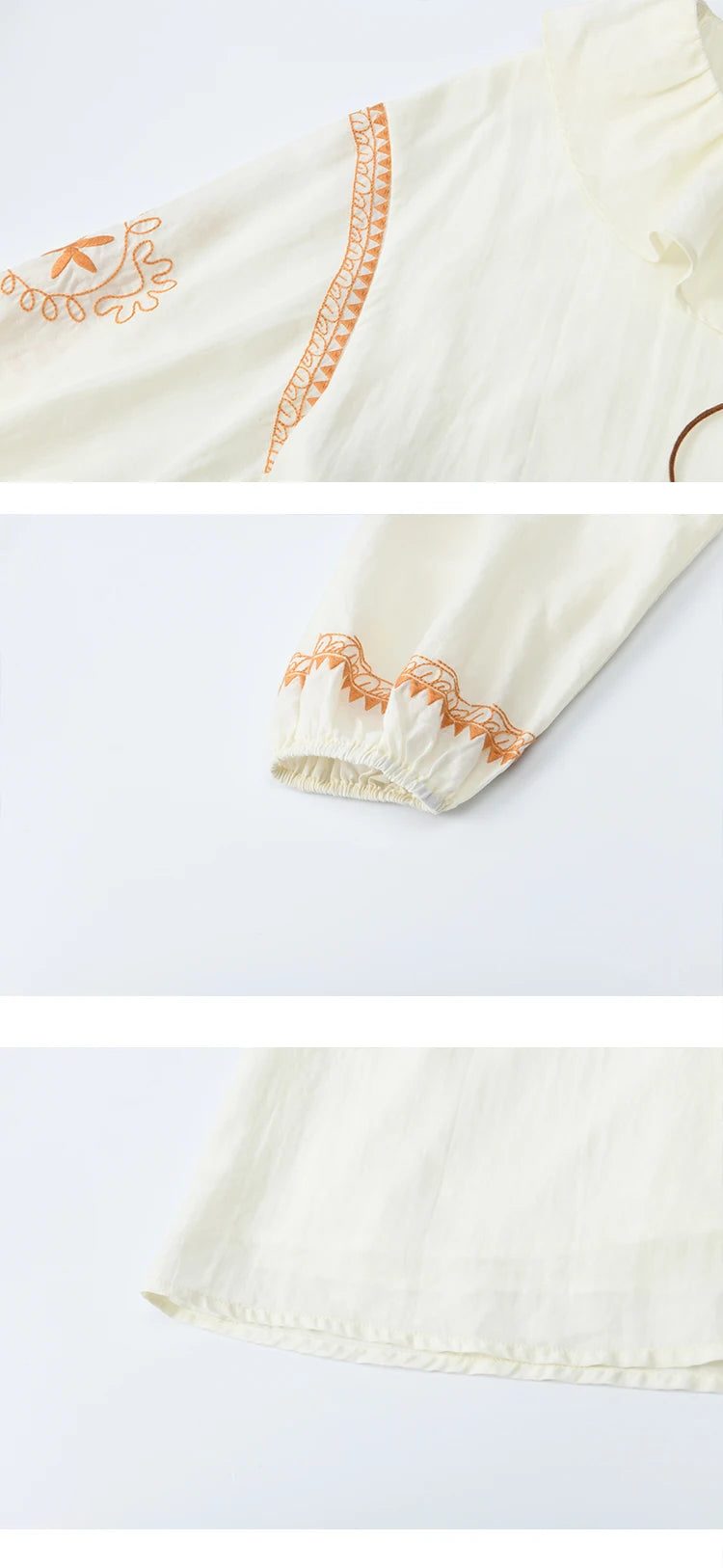 MISHOW Embroidered Blouse Ruffle V-Neck Lace Up MXE43X1987