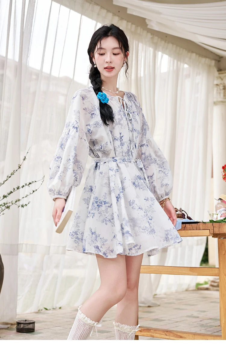Mishow Fairy Floral Puff Sleeve Chiffon Dress MXD14L1681